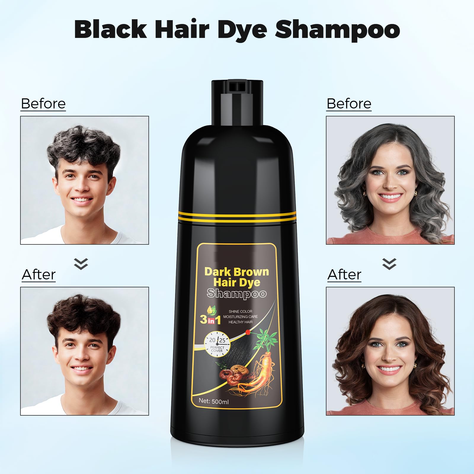 Amazon.com : JUANCHI Dark Brown Hair Dye Shampoo 3 in1, Dark Brown